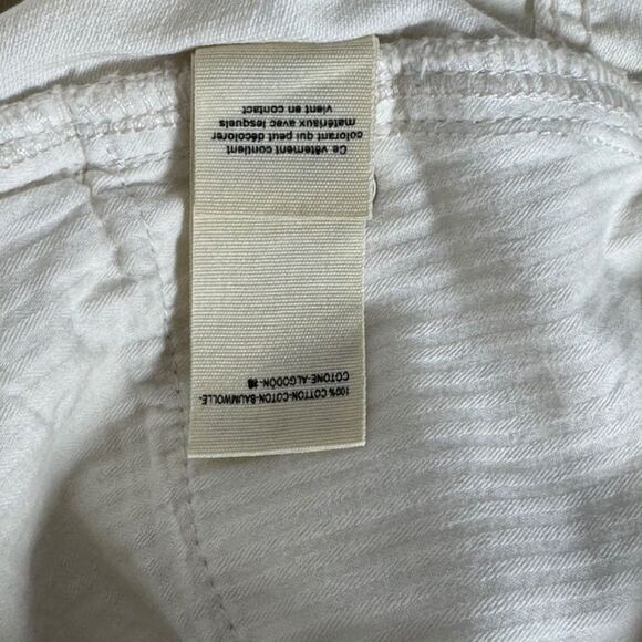 Free People We The Free White Distressed Ripped Denim Button Up White Skirt Sz 2 - Picture 10 of 11